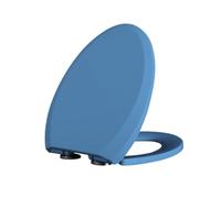 Colored Plastic Toilet Seat with Slow Close Lid, Easy Clean Hinge, Soft Close Elongated Seat, Blue