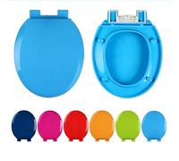 Colored Plistic Toilet Seats, 16.5" Round Toilet Seat Soft Close, Slow Close Bathroom Blue Toilet Lid, Easy to Clean & Install