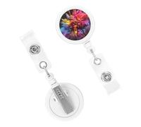 Colored Powder Explosion Badge Reels Retractable Badge Holder with Alligator Clip Cute Nurse Telescopic Badge Clip Name ID Card Holders for Office Worker Doctor Nurse Key Holder
