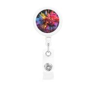 Colored Powder Explosion Retractable Badge Reel Holder with Clip and Keychain Name Badge Reel Funny Cute Badge Clips Id Card Badge Holder for Office Worker Doctor Nurse