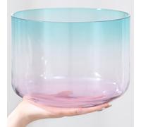 Colored Quartz Chakra Crystal Singing Bowl with Suede Striker O-ring for Sound Healing Meditation(C note,7 inch)
