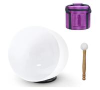 Colored Quartz Singing Bowl, Chakra Crystal Singing Bowl 14 inch 432Hz White Frosted With Accessories(A NOTE)