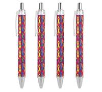 Colored Ribbon Autism Awareness Printed Ballpoint Pens Retractable Ball Point Pen Black Ink Party Gifts Office Accessories Stationary