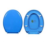 Colored Round Toilet Seat with Top Fixing Hinges, Blue, PP Material, Soft Close, Toilet Lid Quick Release Easy to Install also Easy to Clean, 36×44 cm