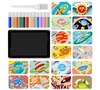 Colored Sand Painting Сolor Sand Art Pictures Peel and Stick Kits Handmade Kindergarten Baby Educational Scratch Set 12 Colors of Sand 16 Peel & Sprinkle Pictures 1 Tray 1 Brush for Children Arts
