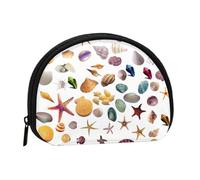 Colored Shells Print Portable Mini Storage Bag Shell Shaped Wallet Small Coin Wallet Shell Storage Bag