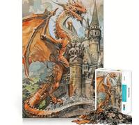 Colored Sketch Dragon 1000 Piece Jigsaw Puzzles for Adults Cognitive Boost Snug Edge Fun Play Table Accent (38x26cm)