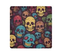 Colored Skulls Camera Wrap Cloth, Squares Magic Self-Adhesive Cloth for Lens Camera Anti-Scratch Lens Protector Makeup Wrap Cloth Bag 13.8" x 13.8"