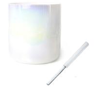 Colored Sound Bowl for Yoga Meditation, Peach Crystal Singing Bowl with Free Acrylic Striker & O-ring, Cosmic Light Quartz Chakra Bowl(440Hz,8 inch C Note)