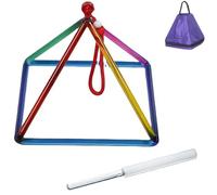 Colored Sound Healing Quartz Crystal Singing Pyramid, Rainbow Crystal Singing Pyramid with Crystal Striker, Hanging Strap & Carrying Case(7inch)