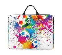 Colored Splashes All Over The Soccer, 14 Inch Laptop Sleeve, Notebook Bag Laptop Case Sleeve Briefcase with Handle