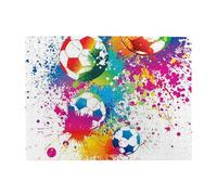 Colored Splashes All Over The Soccer,500 Pieces Puzzles for Adults-Wooden Jigsaw Puzzle for Adults Elderly