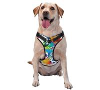 Colored Splashes All Over The Soccer,Pet Harness,Adjustable Reflective Dog Harness,Pet Leash Vest,L