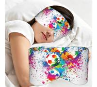 Colored Splashes All Over The Soccer, Sleep Mask for Home Travel, Full Eye Covers Light Blocking Eye Mask Sleep Eye and Ear Muffs