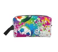 Colored Splashes All Over The SoccerLarge Capacity Cosmetic Organizer,Travel Makeup Bag for Women