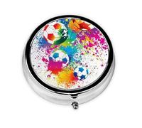 Colored Splashes All Over The SoccerMeta Pill Box 3 Compartment Medicine Case,Portable Organizer