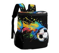 Colored Splashes with Soccer Ball Cooler Backpack Insulated Ice Chest Bag Lunch Box Rucksack for Men Women