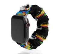 Colored Splashes with Soccer Ball Replacement Watchband Cute Printed Watch Strap Elastic Solo Loop Bands Compatible for Apple Watch 42mm/44mm