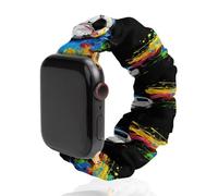 Colored Splashes with Soccer Ball Replacement Watchband Cute Printed Watch Strap Elastic Solo Loop Bands Compatible for Apple Watch 38mm/40mm