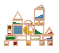 Colored Stacking Block Game Multi-Shape Creative Montessori Toys Reusable Wooden Geometry Construction Toy for Preschool Visual Teaching Aids