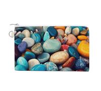 Colored Stones Coin Purses with Zipper, Personalized Zero Wallet for Shopping, Small Makeup Pouches Bag for Travel, Card Organizer Case, Portable Canvas Change Purses