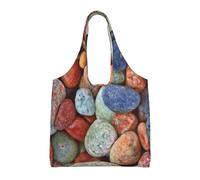 Colored Stones Printed,Reusable Tote Bags Grocery Bags Large Capacity Canvas Shopping Shoulder bag