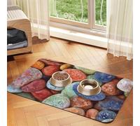 Colored Stones Printed,Waterproof Pet Feeding Mat,PU Leather Placemats for Cat Dog Water Bowl,Food Mats,40x60cm