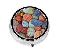 Colored Stones PrintedMeta Pill Box 3 Compartment Medicine Case,Portable Organizer