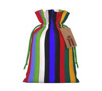 Colored Stripes print Drawstring Gift Bag for Wedding Party Birthday Unique Present Bag Reusable Canvas Bag,1 Piece M