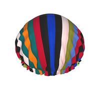 Colored Stripes Printed Shower Caps For Women,Reusable Elastic Bath Caps,Double WaterproofBathing Shower Hat