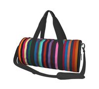 Colored Stripes Vertical Printed Round Travel Duffel Bag Large Overnight Weekend Bags for Hiking, Vacations, Gym, Sports