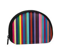 Colored Stripes Vertical Prints Coin Purse Shell Mini Pouch Wallet Change Bag for Women Girls Kids