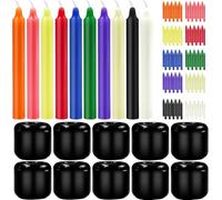 Colored Taper Candles for Witchcraft, 100 Pack Spell Candles with 10 Black Ceramic Holders, Ritual Candle Sticks for Witch Decor, Shabbat Candles Bulk for Casting Chimes, Meditation, Altar, Wax Play
