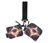 Colored Tarot Astrology Eyes Women's Wallets Card Cases Large Capacity Wristlet Wallet Key Holder with Zipper Pocket for Work Travel 2 Packs portatarjetas para