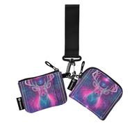 Colored Tarot Astrology for Deer Women's Change Wallet Card Cases Slim Portable Credit Card Wallet Case with Wristlet Strap for Woman 2 Pcs billetera para tarjetas de Mujer