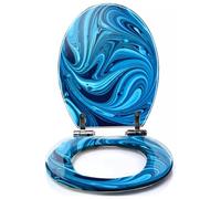 Colored Toilet Seat with Slow Close, Abstract Liquid Blue Colors Outer Space Exoplanet Cosmic sea Pattern Resin Toilet Seats, Easy to Install, Easy to Clean Heavy Duty Deluxe Toilet Seat