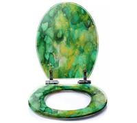 Colored Toilet Seat with Slow Close, Agate Liquid Marble Texture Teal Abstract Resin Toilet Seats, Easy to Install, Easy to Clean Heavy Duty Deluxe Toilet Seat, pattern1