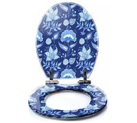 Colored Toilet Seat with Slow Close, Circle lace Ornament Round Ornamental Geometric Doily Pattern Resin Toilet Seats, Easy to Install, Easy to Clean Heavy Duty Deluxe Toilet Seat