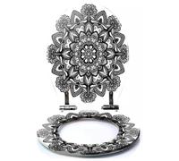 Colored Toilet Seat with Slow Close, Circle lace Ornament Round Ornamental Geometric Doily Pattern Resin Toilet Seats, Easy to Install, Easy to Clean Heavy Duty Deluxe Toilet Seat