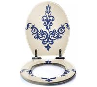 Colored Toilet Seat with Slow Close, Damask Seamless Pattern Classical Luxury Old Fashioned Damask Ornament Resin Toilet Seats, Easy to Install, Easy to Clean Heavy Duty Deluxe Toilet Seat