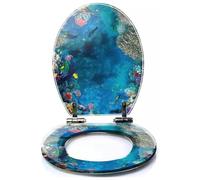 Colored Toilet Seat with Slow Close, for 3D Floors Underwater Corals Fish Depth View Resin Toilet Seats, Easy to Install, Easy to Clean Heavy Duty Deluxe Toilet Seat