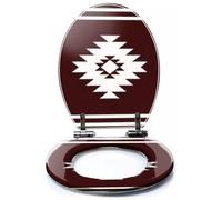 Colored Toilet Seat with Slow Close, Native Amen Southwest Aztec Pattern Navajo Indian Ornament Pattern Resin Toilet Seats, Easy to Install, Easy to Clean Heavy Duty Deluxe Toilet Seat