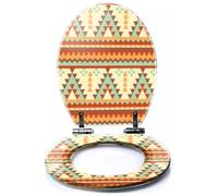 Colored Toilet Seat with Slow Close, Native Amen Southwest Aztec Pattern Navajo Indian Ornament Pattern Resin Toilet Seats, Easy to Install, Easy to Clean Heavy Duty Deluxe Toilet Seat