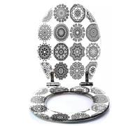 Colored Toilet Seat with Slow Close, Nordic Ornament Winter Scandinavian Seamless Pattern Border for Fabric Resin Toilet Seats, Easy to Install, Easy to Clean Heavy Duty Deluxe Toilet Seat