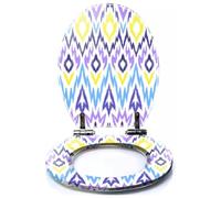 Colored Toilet Seat with Slow Close, Nordic Ornament Winter Scandinavian Seamless Pattern Border for Fabric Resin Toilet Seats, Easy to Install, Easy to Clean Heavy Duty Deluxe Toilet Seat