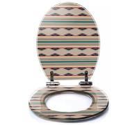 Colored Toilet Seat with Slow Close, Nordic Ornament Winter Scandinavian Seamless Pattern Border for Fabric Resin Toilet Seats, Easy to Install, Easy to Clean Heavy Duty Deluxe Toilet Seat