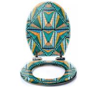 Colored Toilet Seat with Slow Close, Nordic Ornament Winter Scandinavian Seamless Pattern Border for Fabric Resin Toilet Seats, Easy to Install, Easy to Clean Heavy Duty Deluxe Toilet Seat