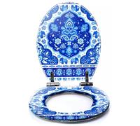Colored Toilet Seat with Slow Close, Nordic Ornament Winter Scandinavian Seamless Pattern Border for Fabric Resin Toilet Seats, Easy to Install, Easy to Clean Heavy Duty Deluxe Toilet Seat