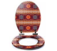 Colored Toilet Seat with Slow Close, Nordic Ornament Winter Scandinavian Seamless Pattern Border for Fabric Resin Toilet Seats, Easy to Install, Easy to Clean Heavy Duty Deluxe Toilet Seat