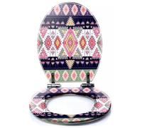 Colored Toilet Seat with Slow Close, Nordic Ornament Winter Scandinavian Seamless Pattern Border for Fabric Resin Toilet Seats, Easy to Install, Easy to Clean Heavy Duty Deluxe Toilet Seat